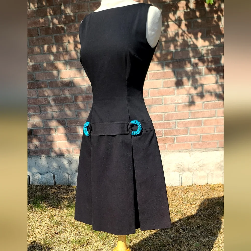 David Meister black pleated dress - Picture 1 of 7